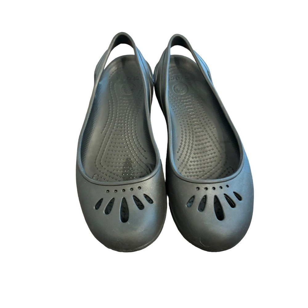 Crocs Mary Jane Kadee Slingback Work Flats Ballerina Slip on Shoes W 7 black EUC